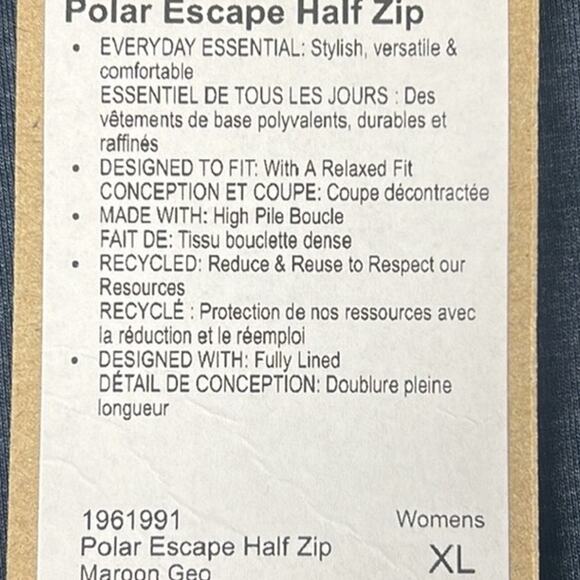 Prana Polar Escape Fleece Pullover Jacket Maroon Geo Size XL NWT Outdoor Fall - Picture 8 of 8